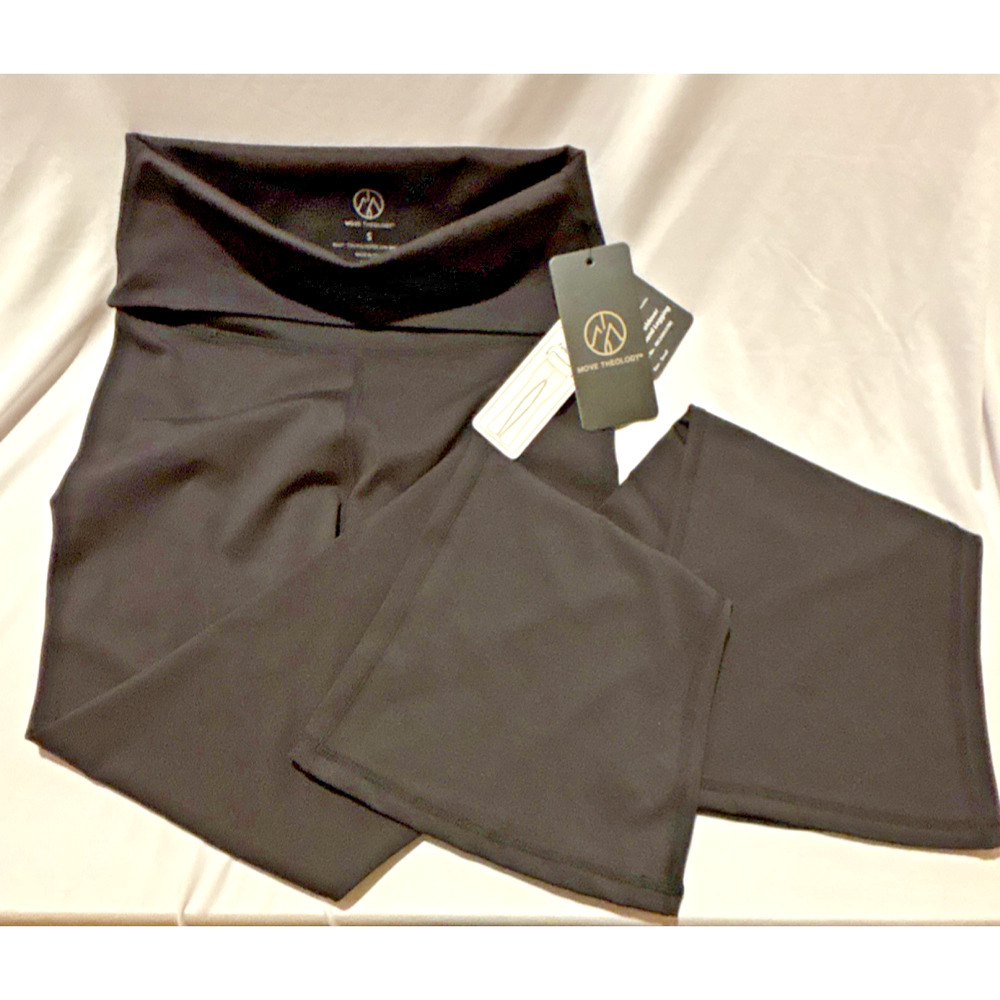 Move Theology Foldover Waist Legging Black S Women's Athleisure Yoga Pilates NWT